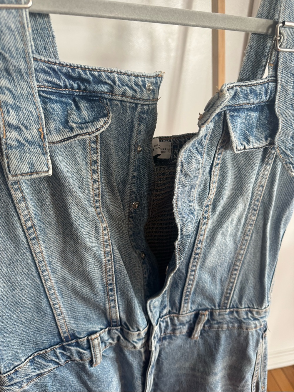 Zara Light Blue Denim Women's Overalls Jumpsuit